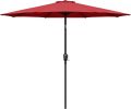 Simple Deluxe 9ft Outdoor Market Table Patio Umbrella with Button Tilt, Crank and 8 Sturdy Ribs for Garden, Red