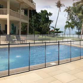 24x4 Ft Outdoor Pool Fence With Section Kit; Removable Mesh Barrier; For Inground Pools; Garden And Patio; Black