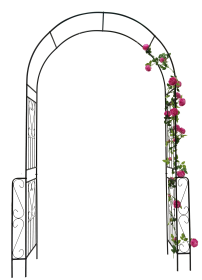 Metal Garden Arch W55'' x H94.5'' Garden Arbor Trellis Climbing Plants Support Rose Arch Outdoor Arch Black