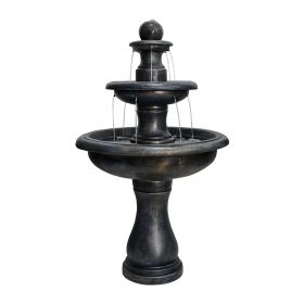 45.2inches High Concrete Outdoor Waterfall Fountain with Pump for Yard Garden Patio Backyard Deck Relaxation Decor