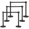 6 Pieces Retractable Black Stanchion Posts Queue Pole with 6.5ft Retractable Belt