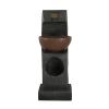 9.4x9.1x23.8" Black and Brown Sculptural Water Fountain with Bowl Basin, with Light and Pump, for Indoor and Outdoor