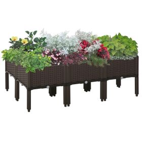 Outsunny 6 Piece Raised Garden Bed Kit, Elevated Self-Watering Planter Boxes with Drainage Holes for Outdoor Flowers, Vegetables, and Herbs