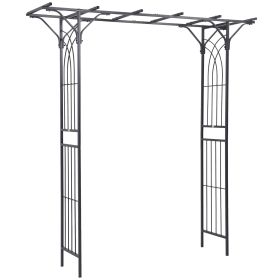 Outsunny 82'' Decorative Metal Garden Trellis Arch with Durable Steel Tubing & Elegant Scrollwork, Perfect for Weddings