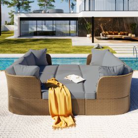 U_Style Customizable Outdoor Patio Furniture Set, Wicker Furniture Sofa Set with Thick Cushions, Suitable for Backyard, Porch.