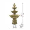 31.5x31.5x29.5" Classic 3-Tier Garden Water fountain, Outdoor Polyresin Freestanding Fountain