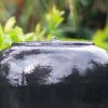 19.5x19.5x32.5" Heavy Outdoor Cement Fountain Black, Cute Unique Urn Design Water feature For Home Garden, Lawn, Deck & Patio