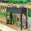 Outsunny Metal Raised Garden Bed, Elevated Planter Box with Legs and Drain Holes, Dark Gray