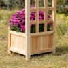 Outsunny Wooden Raised Garden Bed with Trellis, Outdoor Planter Box with Drainage Crevices for Climbing Vine Plants Flowers, 12" x 12" x 49"