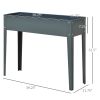 Outsunny Metal Raised Garden Bed, Elevated Planter Box with Legs and Drain Holes, Dark Gray