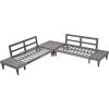 Outdoor 3-Piece Patio Furniture Set Solid Wood Sectional Sofa Set with Coffee Table Conversation Set with Side Table and Cushions; Grey+Beige