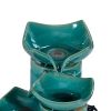 8.1x7.3x10.4" Decorative Blue Ceramic Water Fountain with 3 Tier Design, Indoor Outdoor Tabletop Fountain