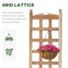 Outsunny Wooden Raised Garden Bed with Trellis, Outdoor Planter Box with Drainage Crevices for Climbing Vine Plants Flowers, 12" x 12" x 49"