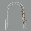 Metal Garden Arch W55'' x H94.5'' Garden Arbor Trellis Climbing Plants Support Rose Arch Outdoor Arch White