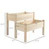 Outsunny 34"x34"x28" Raised Garden Bed, 2-Tier Elevated Wood Planter Box for Backyard, Patio to Grow Vegetables, Herbs, and Flowers, Natural