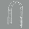 Metal Garden Arch W55'' x H94.5'' Garden Arbor Trellis Climbing Plants Support Rose Arch Outdoor Arch White