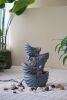 13.4x9.4x21.5" Decorative 4 Tier Blue Nautilus Shell Water Fountain with Light for Indoor Outdoor