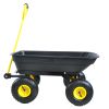 Folding car Poly Garden dump truck with steel frame, 10 inches. Pneumatic tire, 300 lb capacity body 55L black