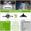 Solar Pendant Lights IP65 Waterproof Shed Light 120° Adjustable Garage Light with 3 Timing Modes 4 Brightness Levels