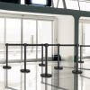 6 Pieces Retractable Black Stanchion Posts Queue Pole with 6.5ft Retractable Belt