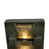 39.3inches High Concrete Modern Water Fountain with LED Lights for Home Garden Backyard Decor