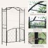 Outsunny 85" Garden Arch Arbor, Metal Arch Trellis with Gate, Garden Archway for Climbing Vines, Wedding Ceremony Decoration, Black