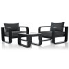 GO 3-pieces Aluminum Frame Patio Furniture With 6.7" Thick Cushion And Coffee Table, All Weather Use Olefin fabric Outdoor Chair, Gray And Black