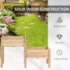 Outsunny Raised Garden Bed with 3 Planter Box, Elevated Wooden Plant Stand with Drainage Holes, for Vegetables, Herb and Flowers, Natural