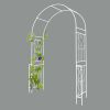 Metal Garden Arch W55'' x H94.5'' Garden Arbor Trellis Climbing Plants Support Rose Arch Outdoor Arch White