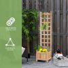 Outsunny Wooden Raised Garden Bed with Trellis, Outdoor Planter Box with Drainage Crevices for Climbing Vine Plants Flowers, 12" x 12" x 49"