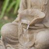 22 inches Sandstone Water Fountain Buddha Design Water Feature for Lawn & Garden Outdoor Indoor Tabletop