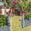 Metal Garden Arch W55'' x H94.5'' Garden Arbor Trellis Climbing Plants Support Rose Arch Outdoor Arch White