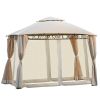 Quality Double Tiered Grill Canopy;  Outdoor BBQ Gazebo Tent with UV Protection;  Beige