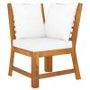 4 Piece Patio Lounge Set with Cushion Cream Solid Acacia Wood