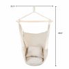 Hammock Chair Distinctive Cotton Canvas Hanging Rope Chair with Pillows Beige