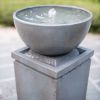 44.5" Polyresin Gray Zen Bowl Water Fountain, Outdoor Bird Feeder /Bath Fountains, Relaxing Water Feature for Garden Lawn Backyard Porch