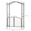 Outsunny 85" Garden Arch Arbor, Metal Arch Trellis with Gate, Garden Archway for Climbing Vines, Wedding Ceremony Decoration, Black