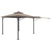 Patio 9.8ft.L x 9.8ft.W Gazebo with Extended Side Shed/Awning and LED Light for Backyard; Poolside; Deck; Brown