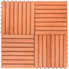 Kaia 8-Slat Reddish Brown Wood Interlocking Deck Tile (Set of 10 Tiles)