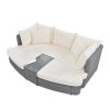 TOPMAX 6-Piece Patio Outdoor Conversation Round Sofa Set, PE Wicker Rattan Separate Seating Group with Coffee Table, Beige