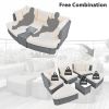 TOPMAX 6-Piece Patio Outdoor Conversation Round Sofa Set, PE Wicker Rattan Separate Seating Group with Coffee Table, Beige