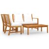 4 Piece Patio Lounge Set with Cushion Cream Solid Acacia Wood