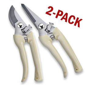 2 Pack Garden Pruning Shears Set Bypass Branch Pruner Straight Blade Scissors US