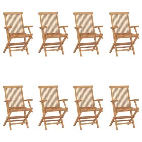 Folding Patio Chairs 8 pcs Solid Teak Wood