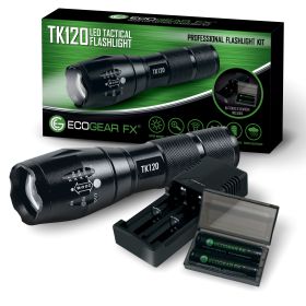 TK120 Professional LED Flashlight Kit with Batteries & Charger