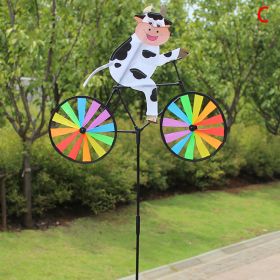 1pc, Outdoor Decoration Three-dimensional Biker Animal Fabric Windmill Traditional Nostalgic Toy Colorful Windmill (Items: A Cow Animal Rides A Windmill)