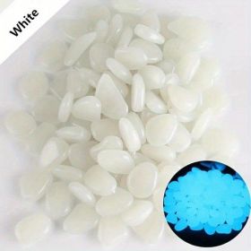 200PCS Pebbles Glowing in The Dark Aquarium Colored Light Rock, Fairy Garden Walkway Decoration Luminous Stone (Color: White)