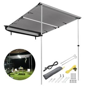 Car Side Awning with LED (Color: As Picture)