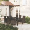 7 Piece Patio Dining Set with Cushions Poly Rattan Black