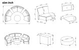 [VIDEO provided] 6 - Person Fan-shaped Rattan Suit Combination with Cushions and Table,Suitable for Garden